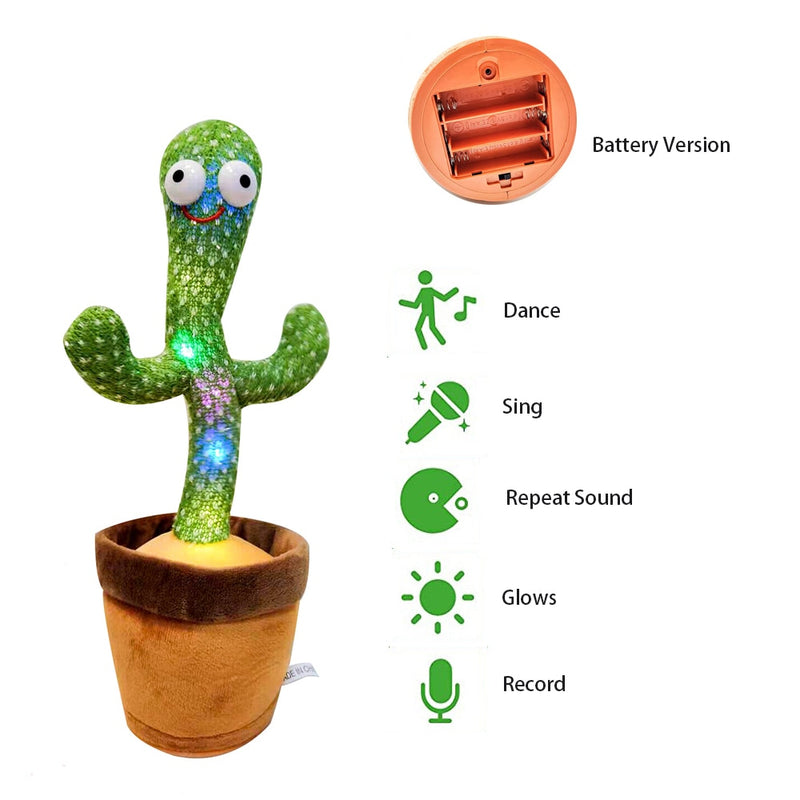 Cactus dançante canta e dança modelo A1 English Songs bateria