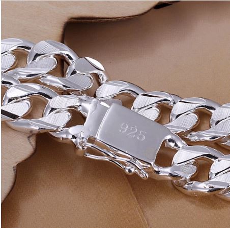 Pulseira de prata fashion, 10mm, corrente, presente de casamento, para homens e mulheres.